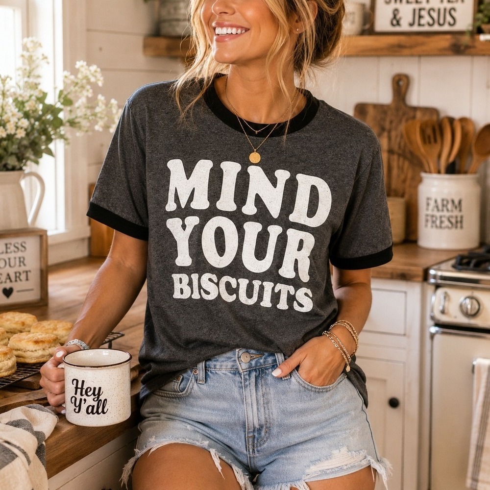 Paula Deen Mind Your Biscuits Graphic Tee Small Funny Southern Shirt Cottagecore